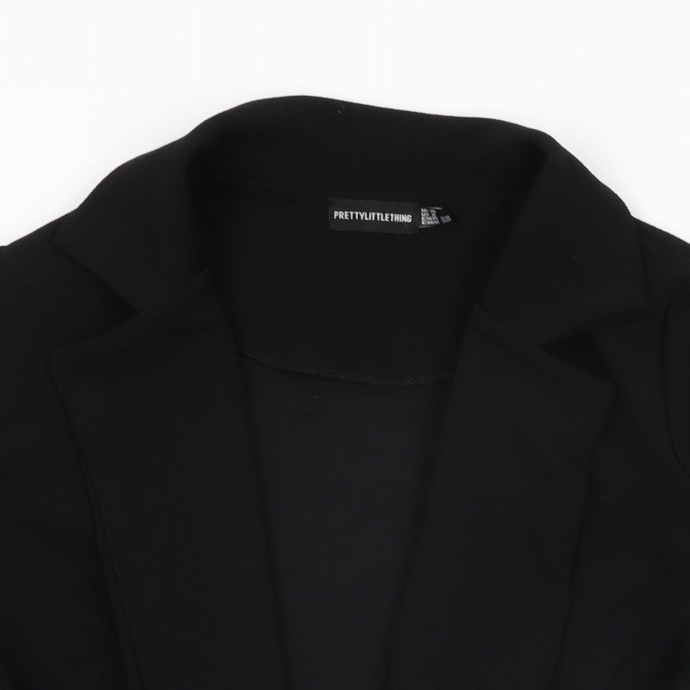 PRETTYLITTLETHING Womens Black Jacket Size 10 Tie