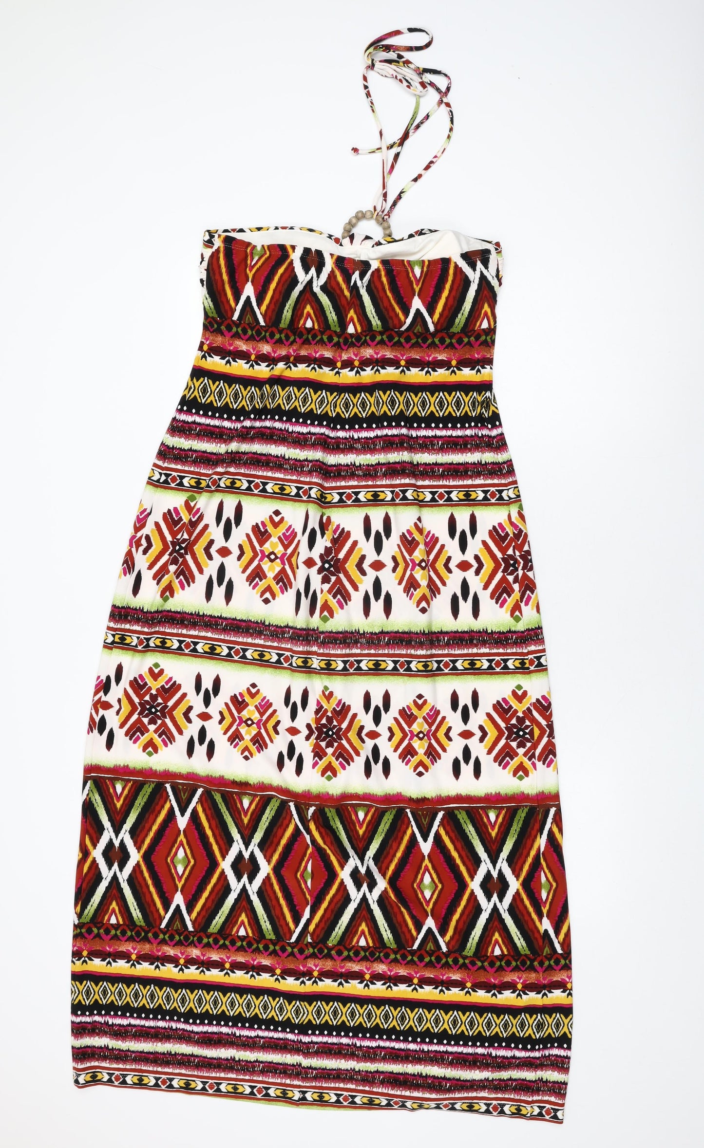 Intermission Womens Multicoloured Geometric Polyester Maxi Size 14 Halter Tie