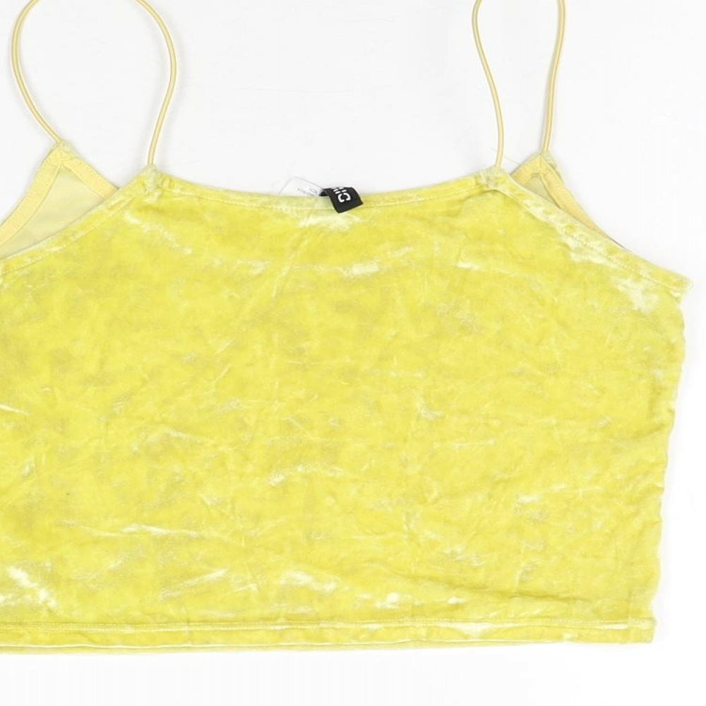 H&M Womens Yellow Polyester Cropped T-Shirt Size XS Round Neck