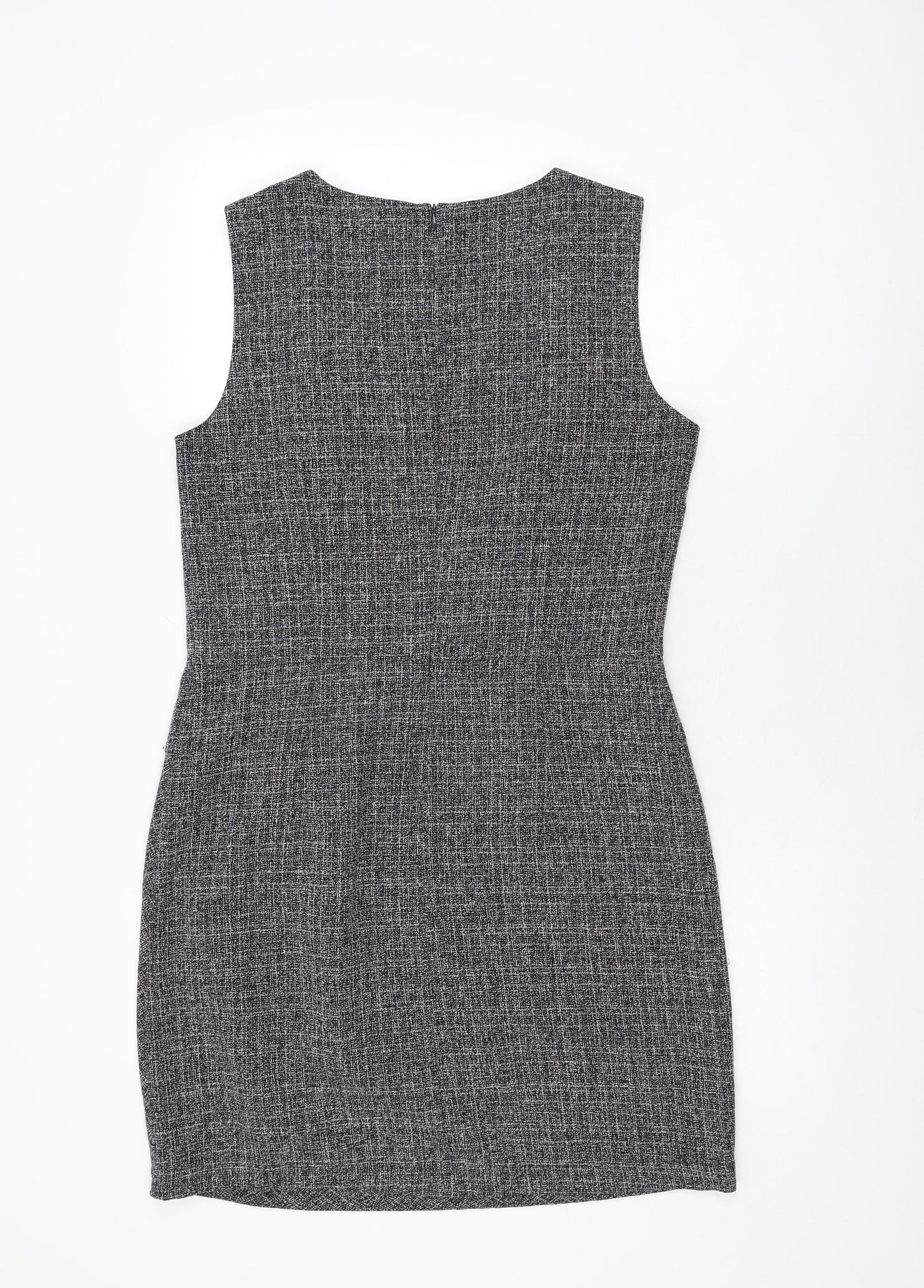 Sandwich Womens Grey Polyester Shift Size 10 V-Neck Zip