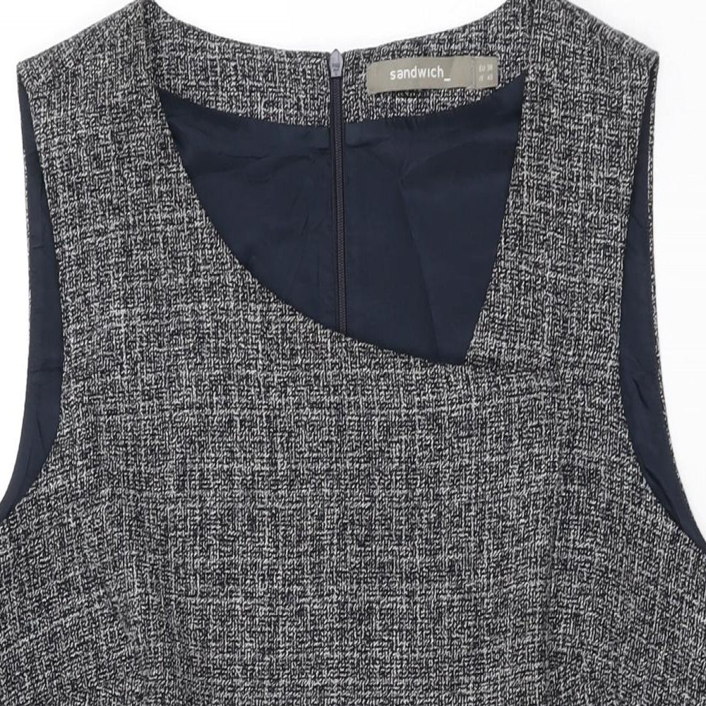 Sandwich Womens Grey Polyester Shift Size 10 V-Neck Zip