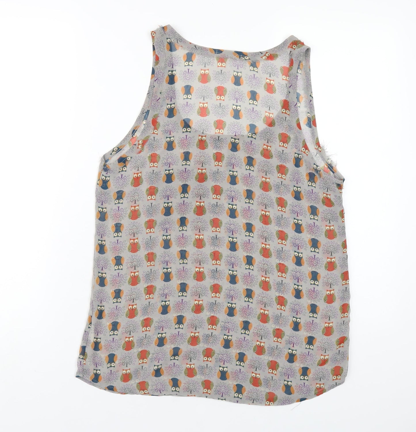 Pins and Needles Womens Grey Geometric Polyester Basic Tank Size S Scoop Neck