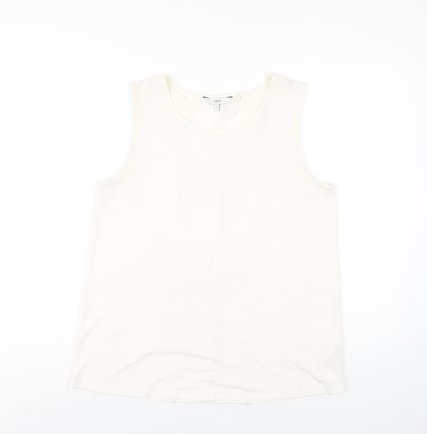 NEXT Womens Ivory Polyester Basic Tank Size 12 Round Neck