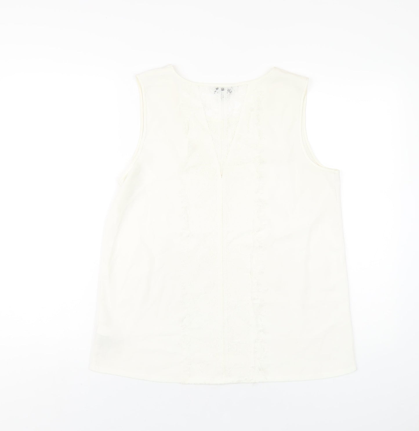 NEXT Womens Ivory Polyester Basic Tank Size 12 Round Neck