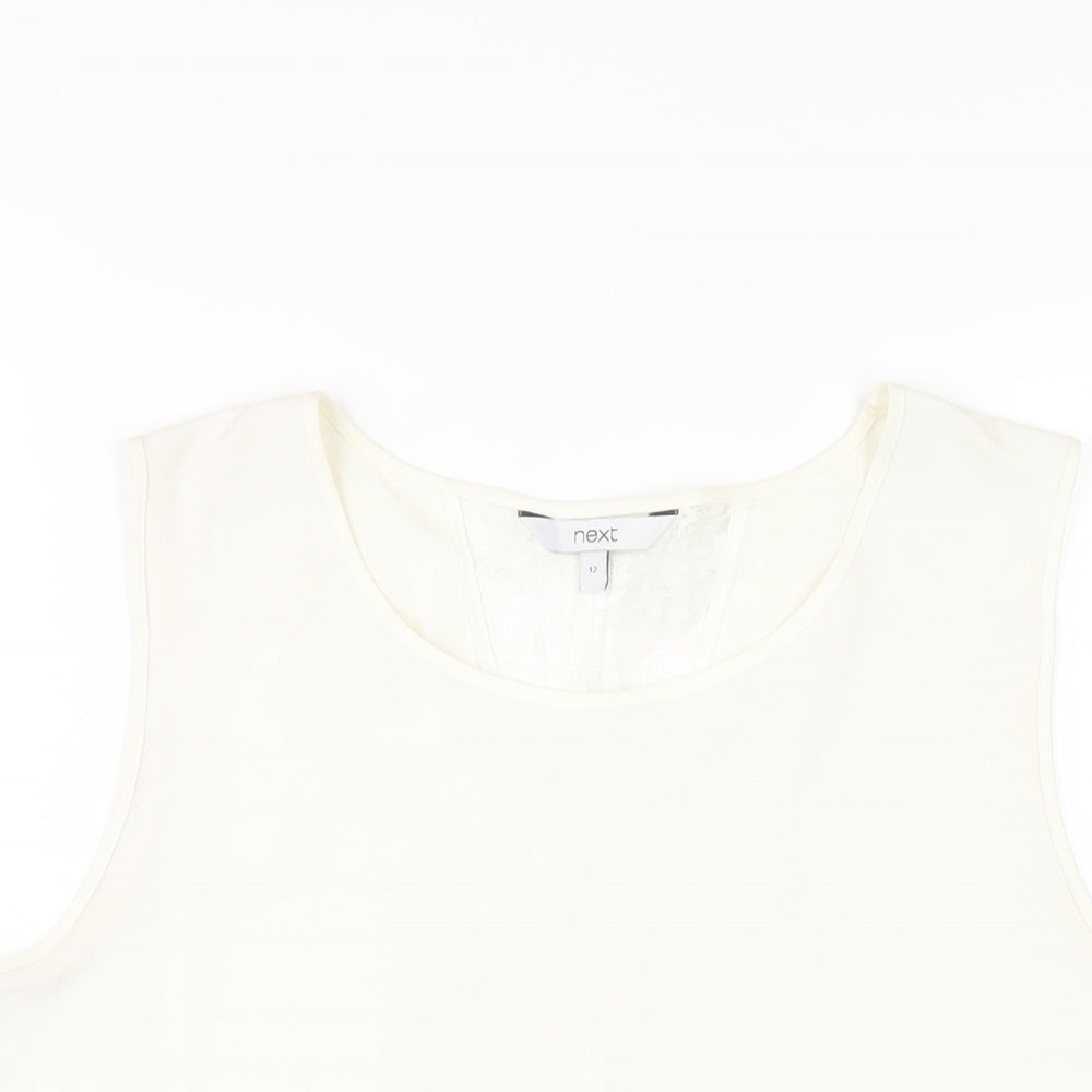 NEXT Womens Ivory Polyester Basic Tank Size 12 Round Neck