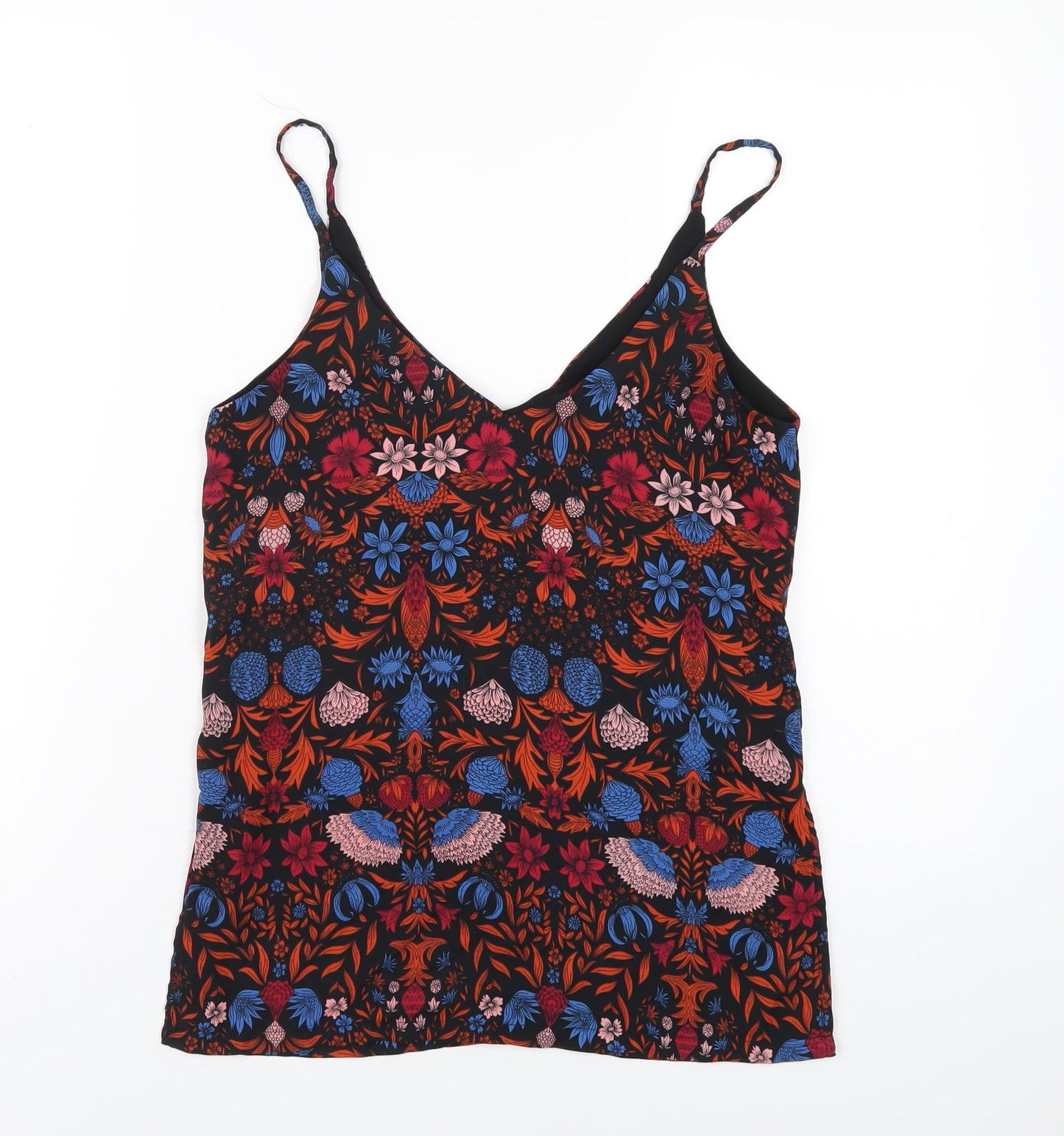 H&M Womens Multicoloured Geometric Polyester Camisole T-Shirt Size 6 V-Neck