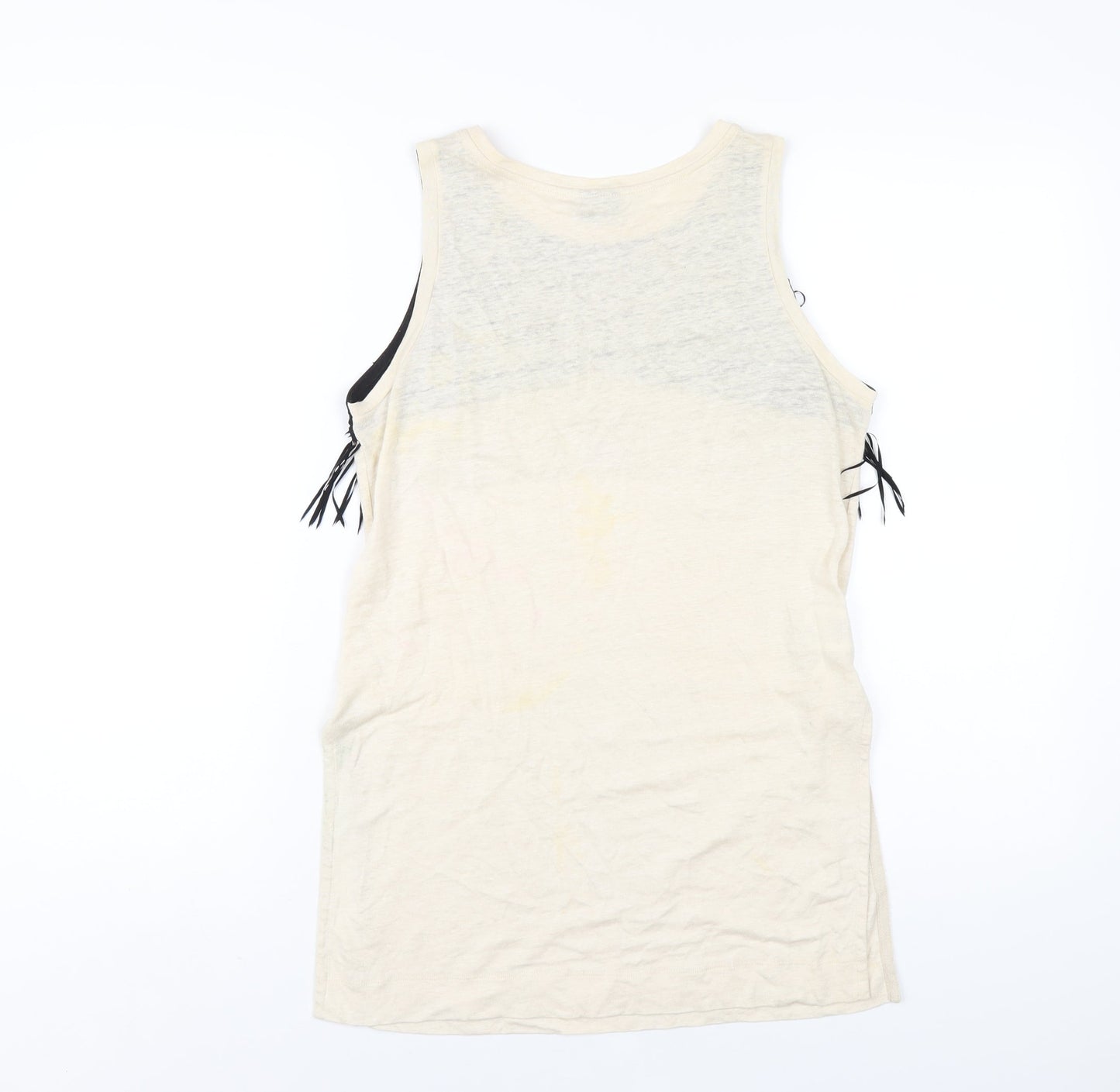 PINKO Womens Ivory Linen Basic Tank Size M Round Neck