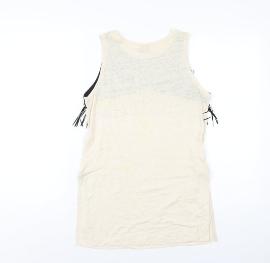 PINKO Womens Ivory Linen Basic Tank Size M Round Neck