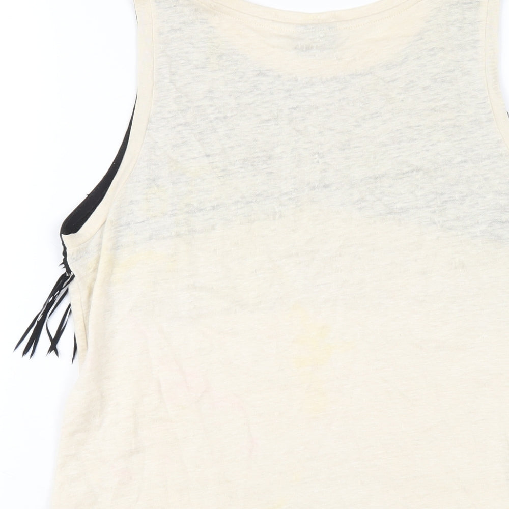PINKO Womens Ivory Linen Basic Tank Size M Round Neck