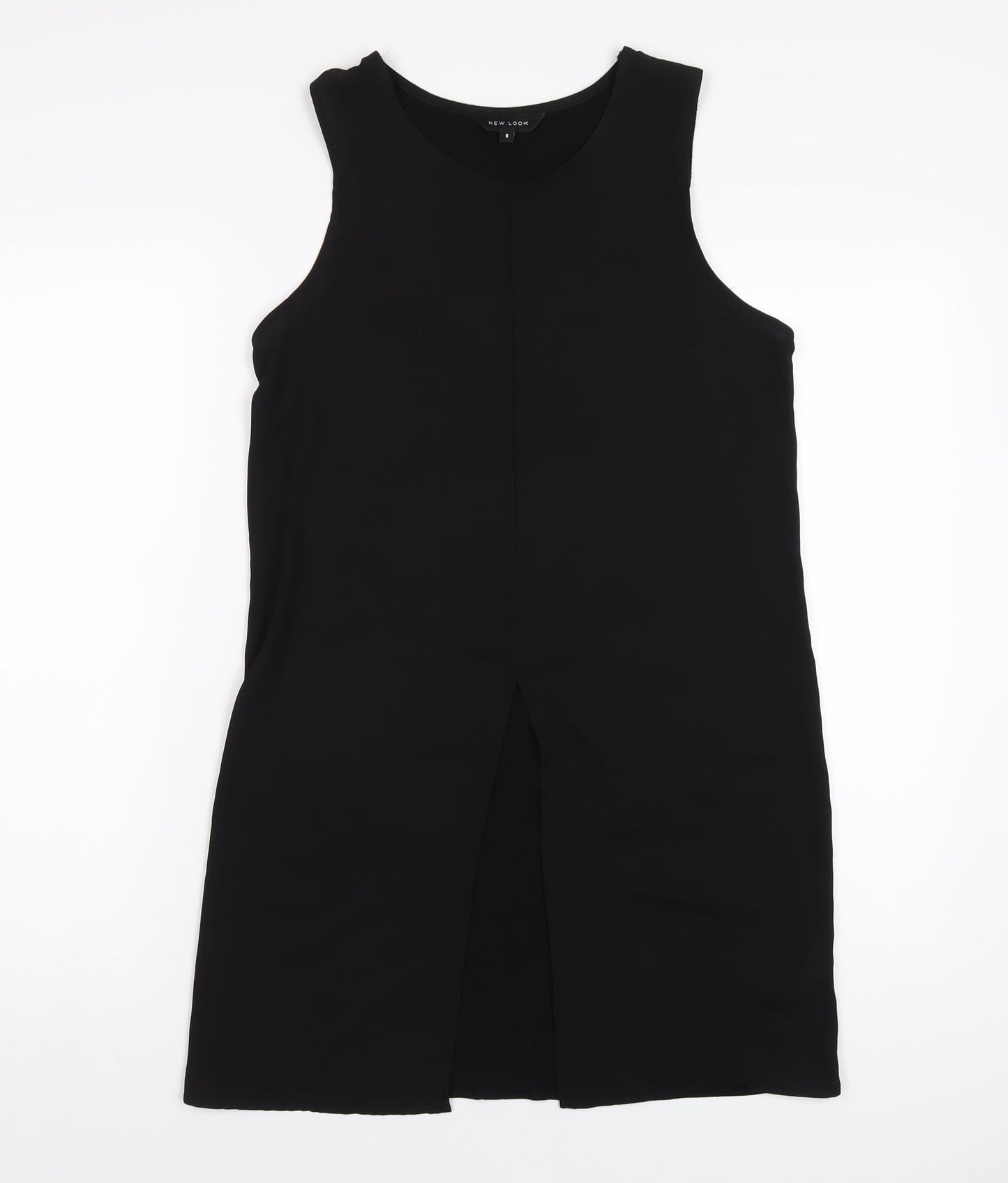 New Look Womens Black Viscose Tank Dress Size 8 Round Neck Pullover