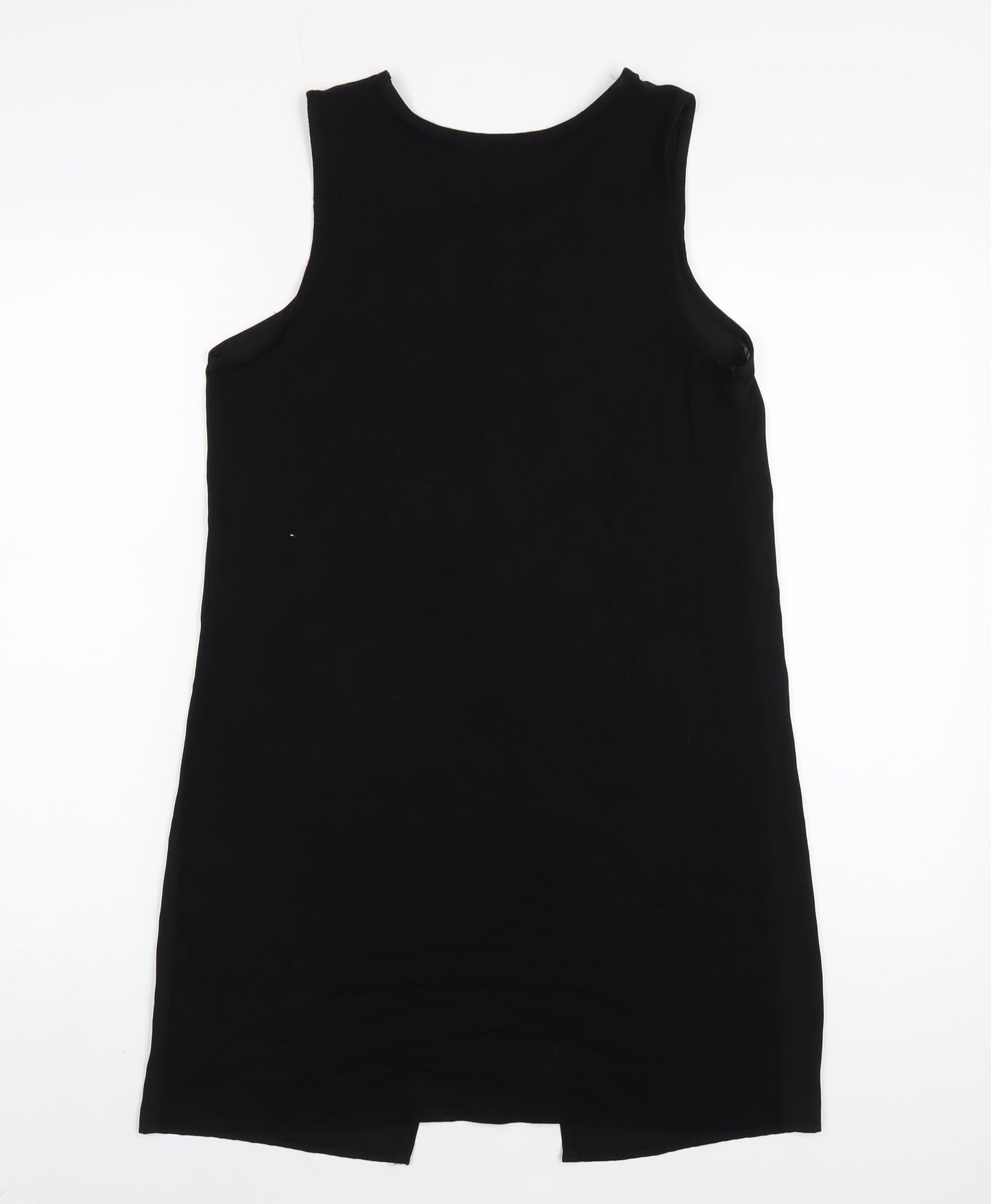 New Look Womens Black Viscose Tank Dress Size 8 Round Neck Pullover