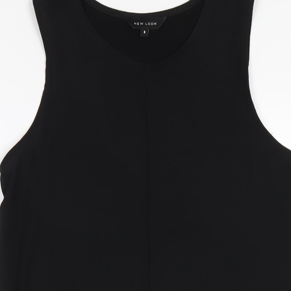 New Look Womens Black Viscose Tank Dress Size 8 Round Neck Pullover