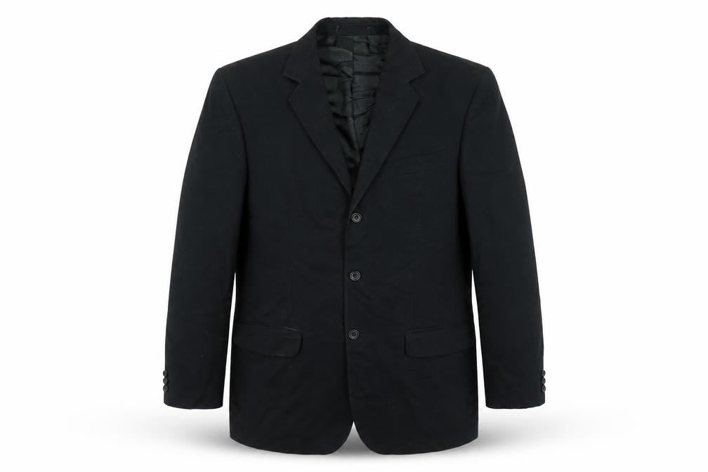 Front view of Principles men’s black cotton jacket blazer, size 40, big & tall