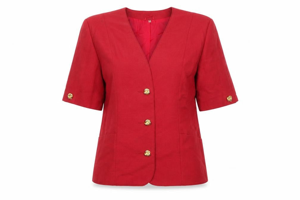 First Avenue Womens Red Jacket Blazer Size 14 - Short Sleeved
