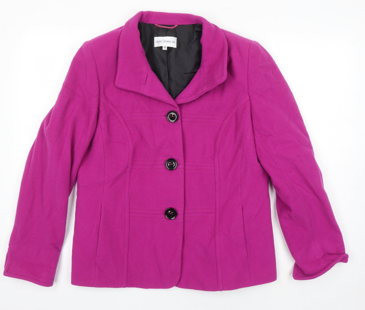Gray & Osbourn Womens Pink Overcoat Coat Size 16
