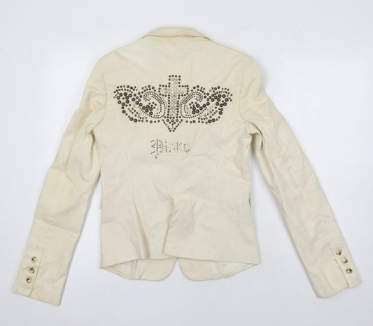 PINKO Womens Ivory Jacket Blazer Size 10 - Beaded detail to back