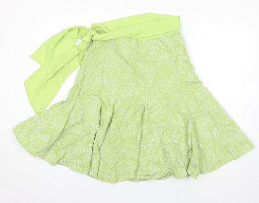 Fred Sun Womens Green Floral Cotton A-Line Skirt Size 10