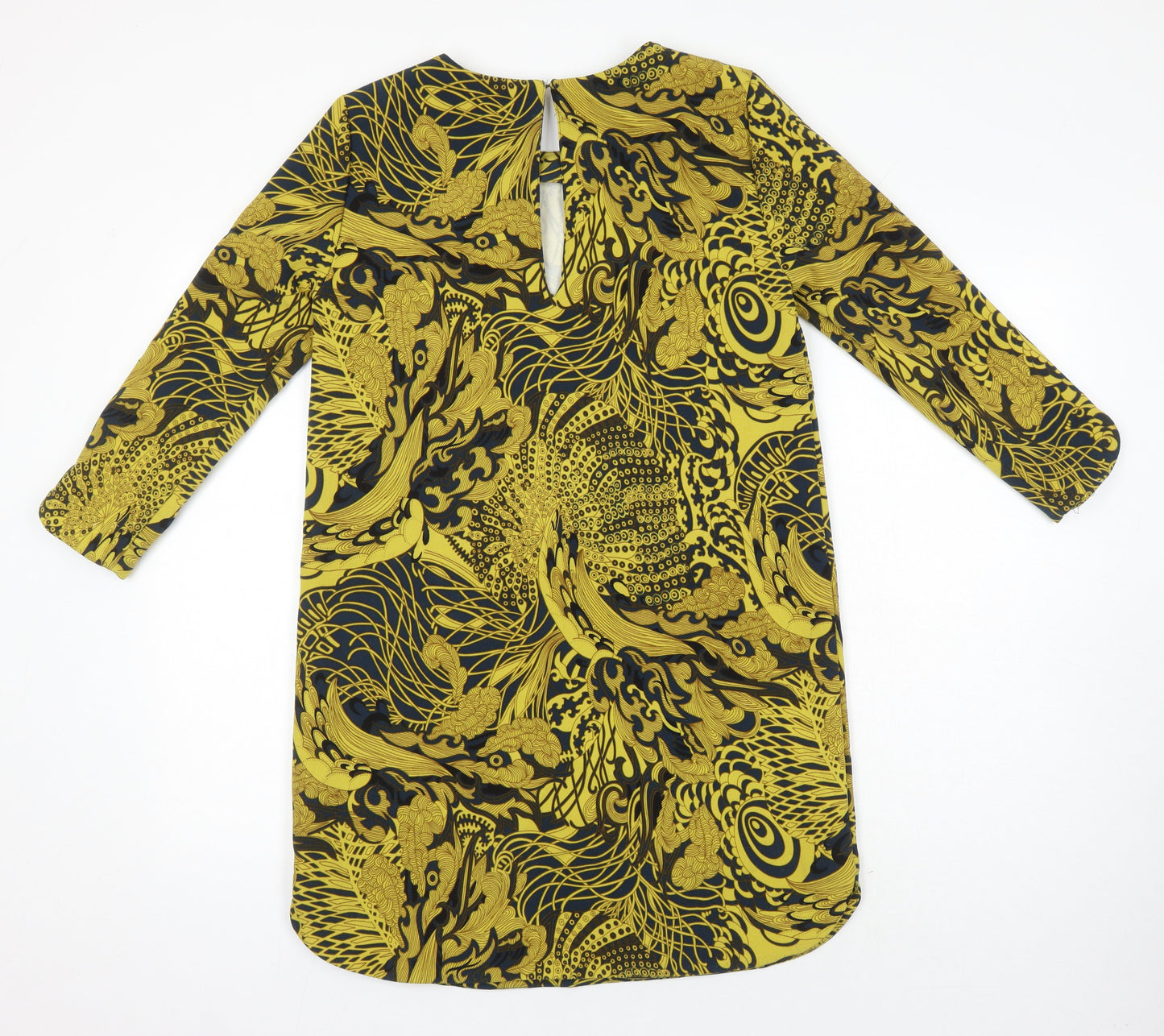 H&M Womens Multicoloured Geometric Polyester Shift Size 8 Round Neck