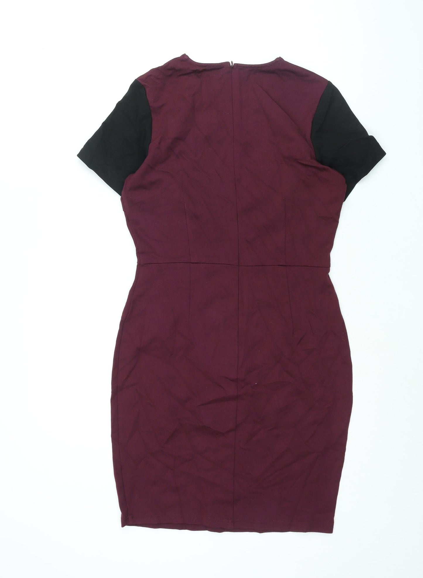 Sugarhill Womens Purple Viscose Bodycon Size 12 Round Neck Zip
