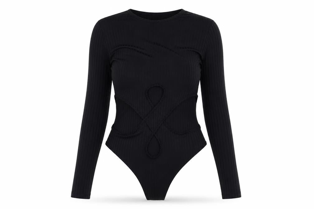 PRETTYLITTLETHING Womens Black Polyester Jersey Casual Size 8 Crew Neck Snap