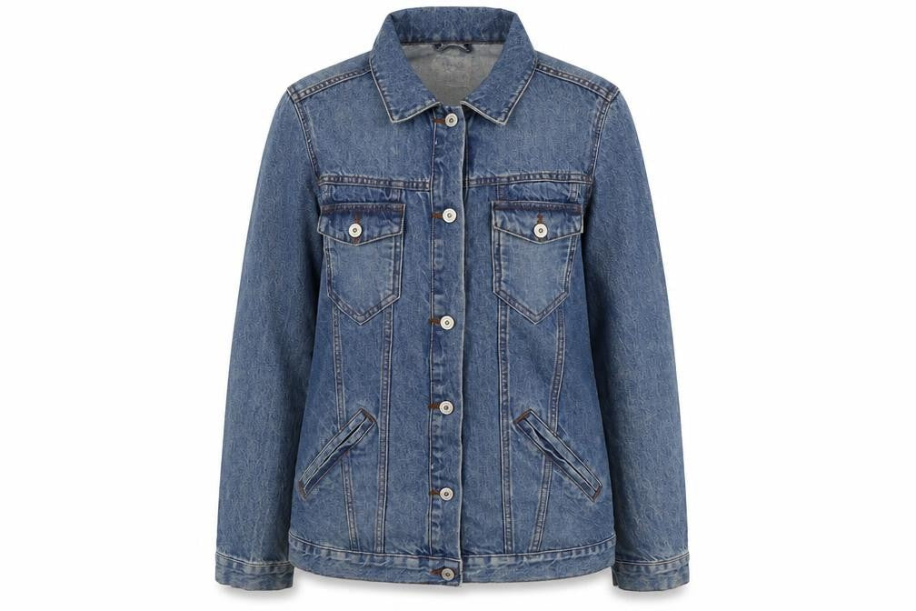 Denim & Co. Womens Blue Biker Jacket Size 10 Button