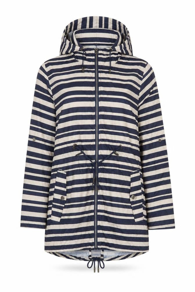 Front view of Atmosphere women’s blue anorak jacket, size UK 8, zip
