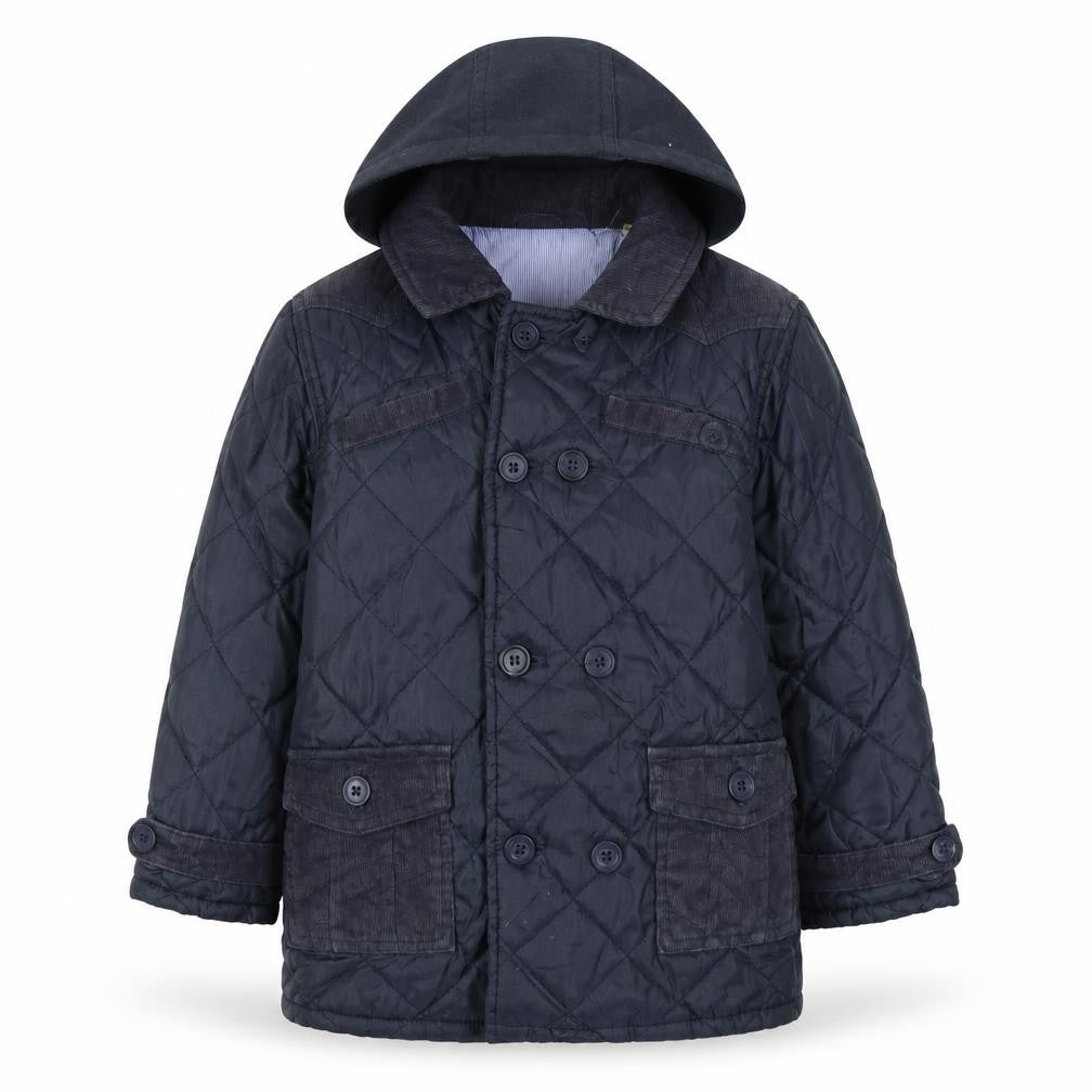 Hadleigh Boys Blue Quilted Coat Size 4-5 Years Button