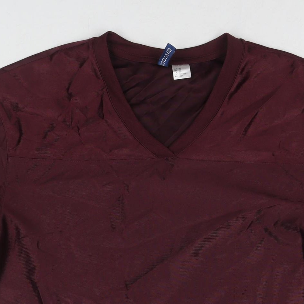 Divided by H&M Mens Brown Polyester T-Shirt Size XS V-Neck