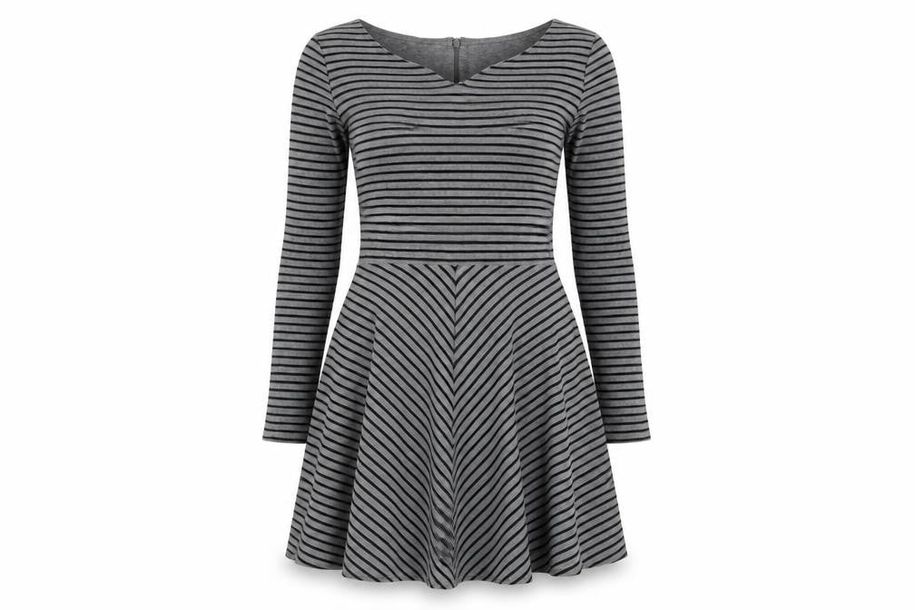 Gap Womens Grey Striped Cotton Jumper Dress Size 10 Round Neck Zip