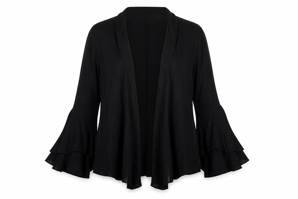monari Womens Black Viscose Kimono Blouse Size 12 V-Neck