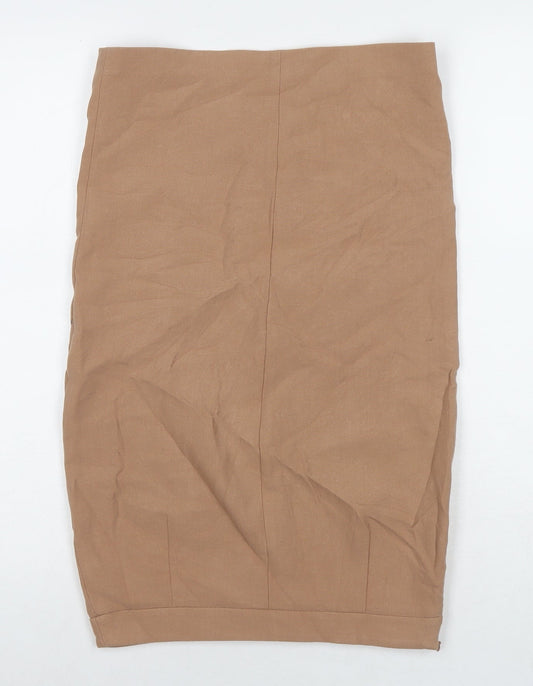 Zara Womens Brown Polyester Straight & Pencil Skirt Size XS Zip