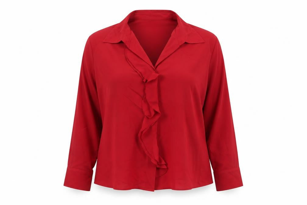 Marks and Spencer Womens Red Polyester Basic Button-Up Size 18 Collared