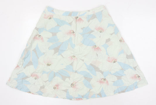 H&M Womens Multicoloured Floral Cotton A-Line Skirt Size 10