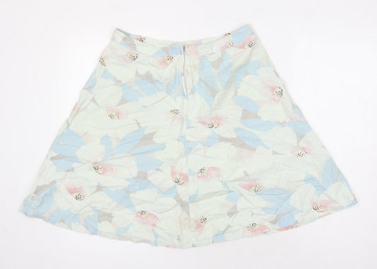 H&M Womens Multicoloured Floral Cotton A-Line Skirt Size 10
