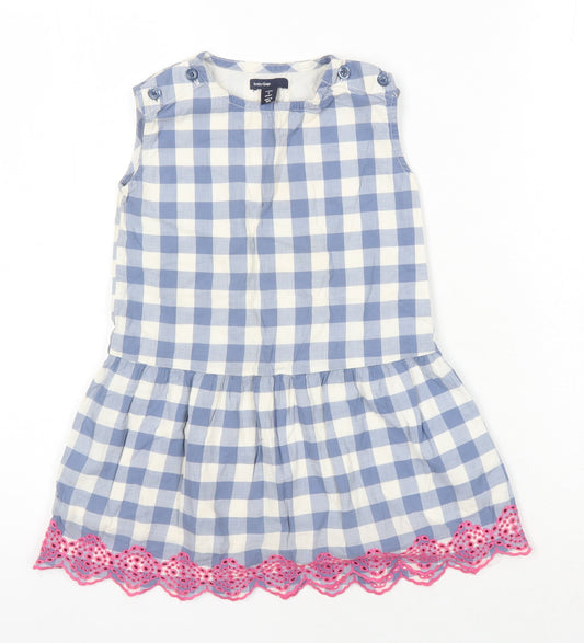 Gap Girls Multicoloured Check Cotton A-Line Size 4 Years Round Neck