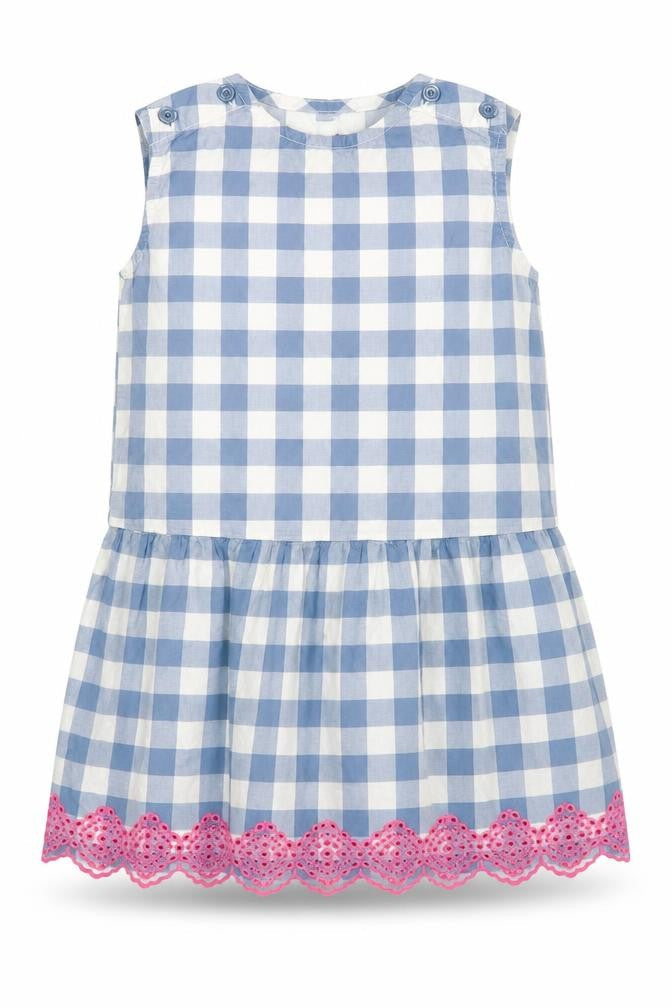Gap Girls Multicoloured Check Cotton A-Line Size 4 Years Round Neck