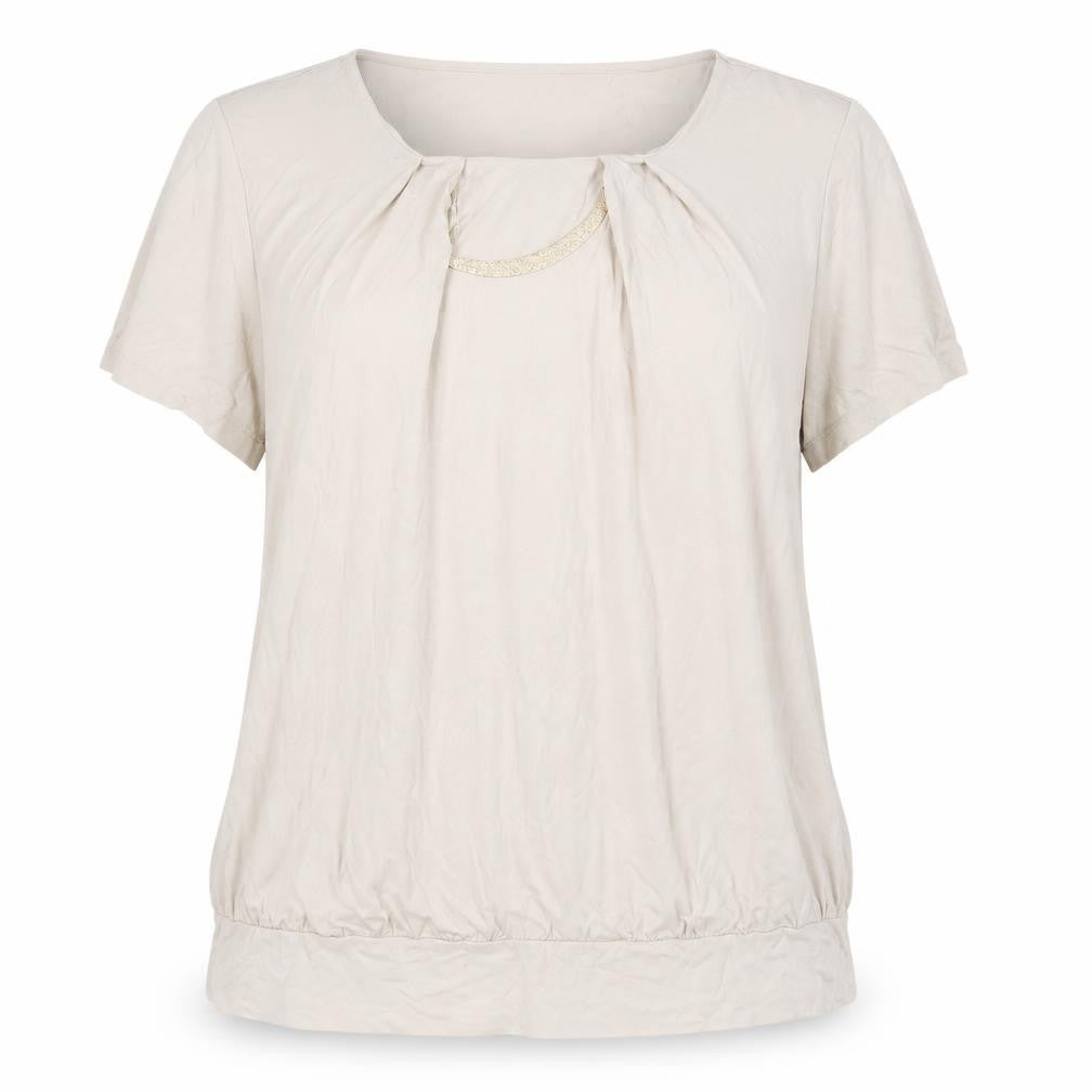Bonmarché Womens Beige Viscose Tunic Blouse Size 24 Scoop Neck