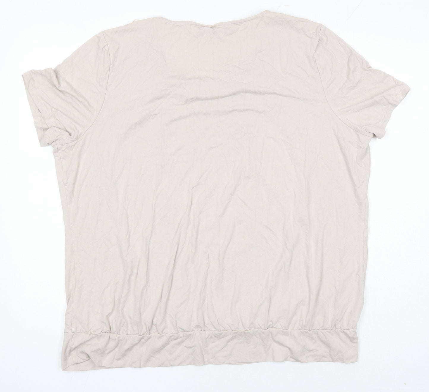 BM collection Womens Beige Viscose Tunic Blouse Size 24 Scoop Neck