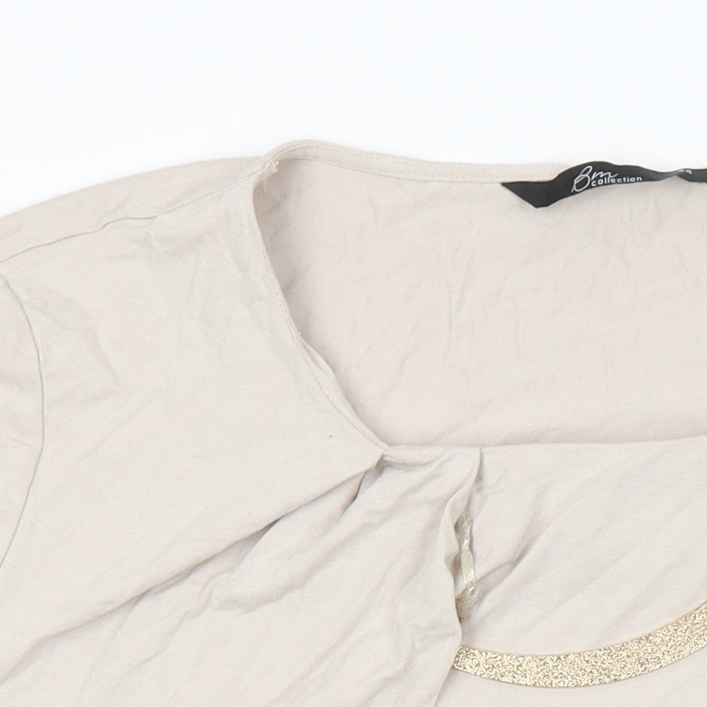 BM collection Womens Beige Viscose Tunic Blouse Size 24 Scoop Neck