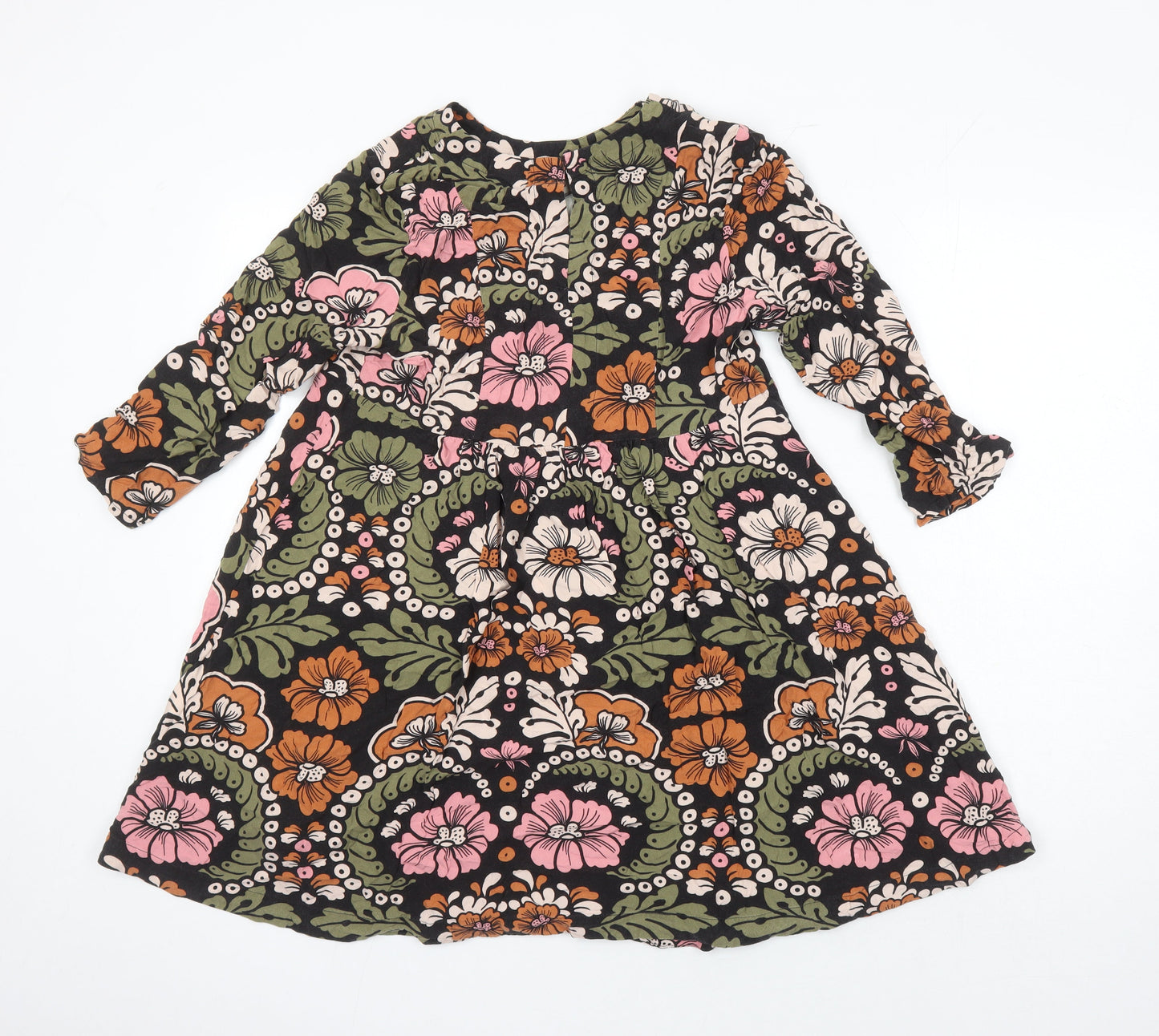 H&M Womens Multicoloured Floral Viscose A-Line Size 10 Round Neck