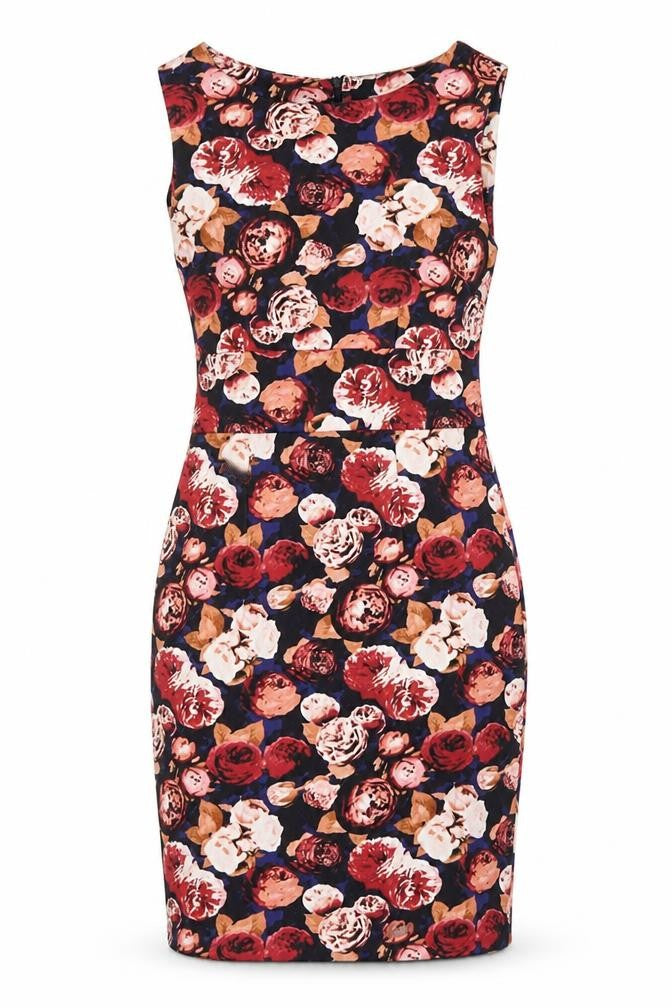 Body Flirt Womens Multicoloured Floral Polyester Pencil Dress Size 8 Boat Neck