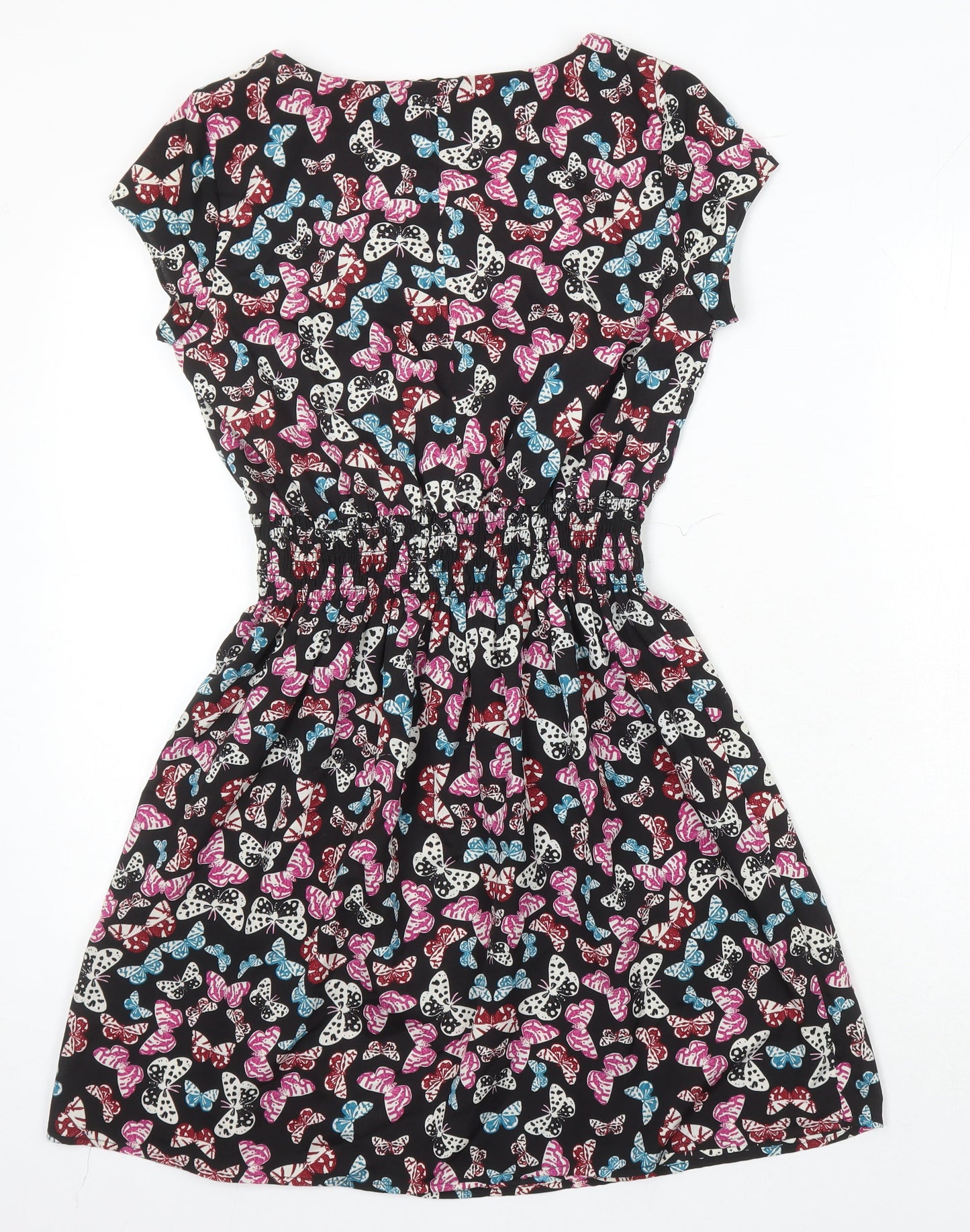New Look Womens Multicoloured Geometric Polyester A-Line Size 8 Scoop Neck