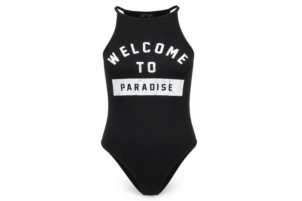 Topshop Womens Black Cotton Bodysuit One-Piece Size 8 Snap - Welcome to Paradise