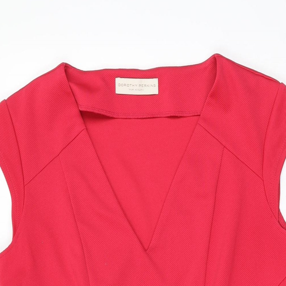 Dorothy Perkins Womens Pink Polyester A-Line Size 14 V-Neck Pullover