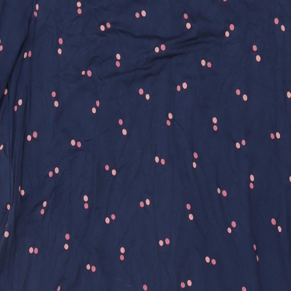 Crew Clothing Company Womens Blue Polka Dot Viscose Shift Size 14 Round Neck Pullover