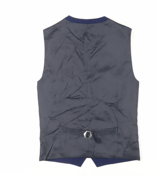 NEXT Mens Blue Polyester Jacket Suit Waistcoat Size 34 Regular