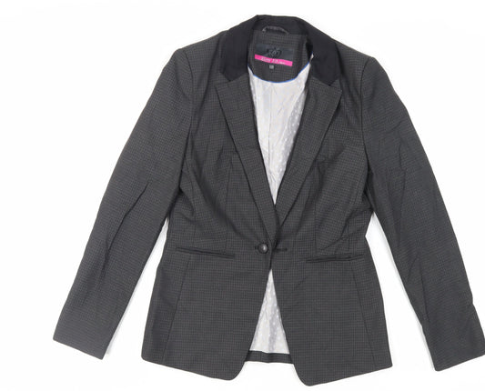 NEXT Womens Grey Geometric Jacket Blazer Size 10 Button