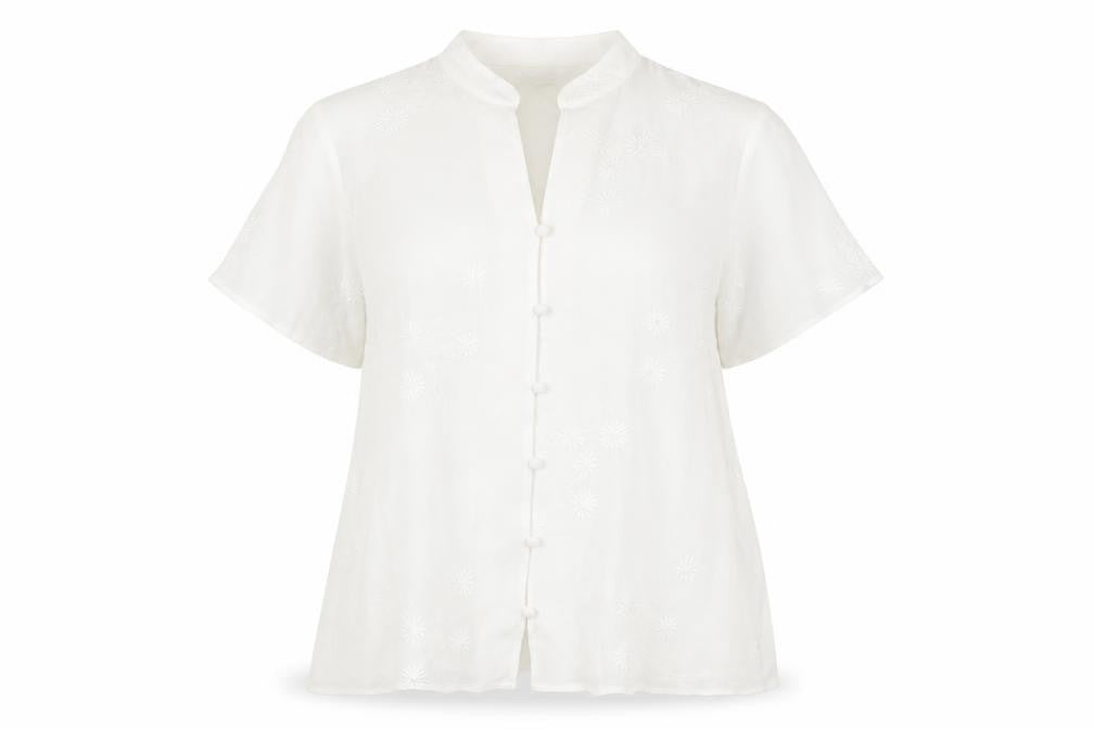Womens UK Size 14 EWM White Polyester Button-Up