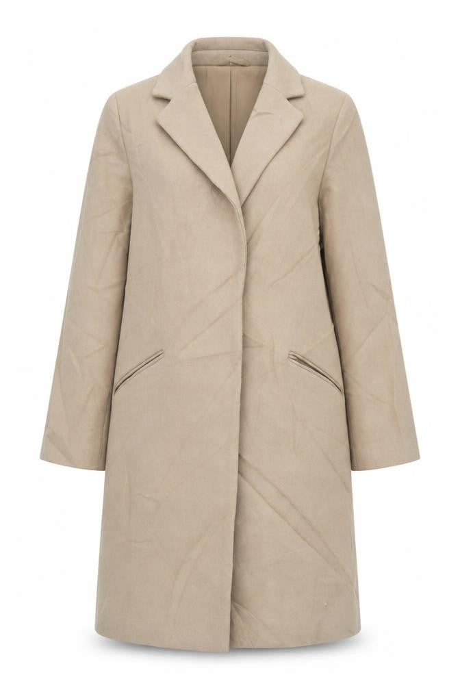 Marks & Spencer Womens Beige Overcoat Coat Size 12 Snap