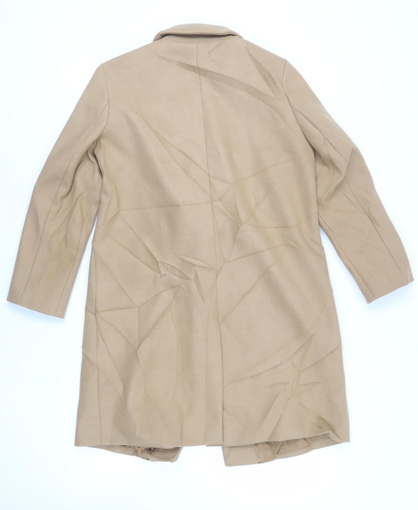 Marks and Spencer Womens Beige Overcoat Coat Size 12 Snap